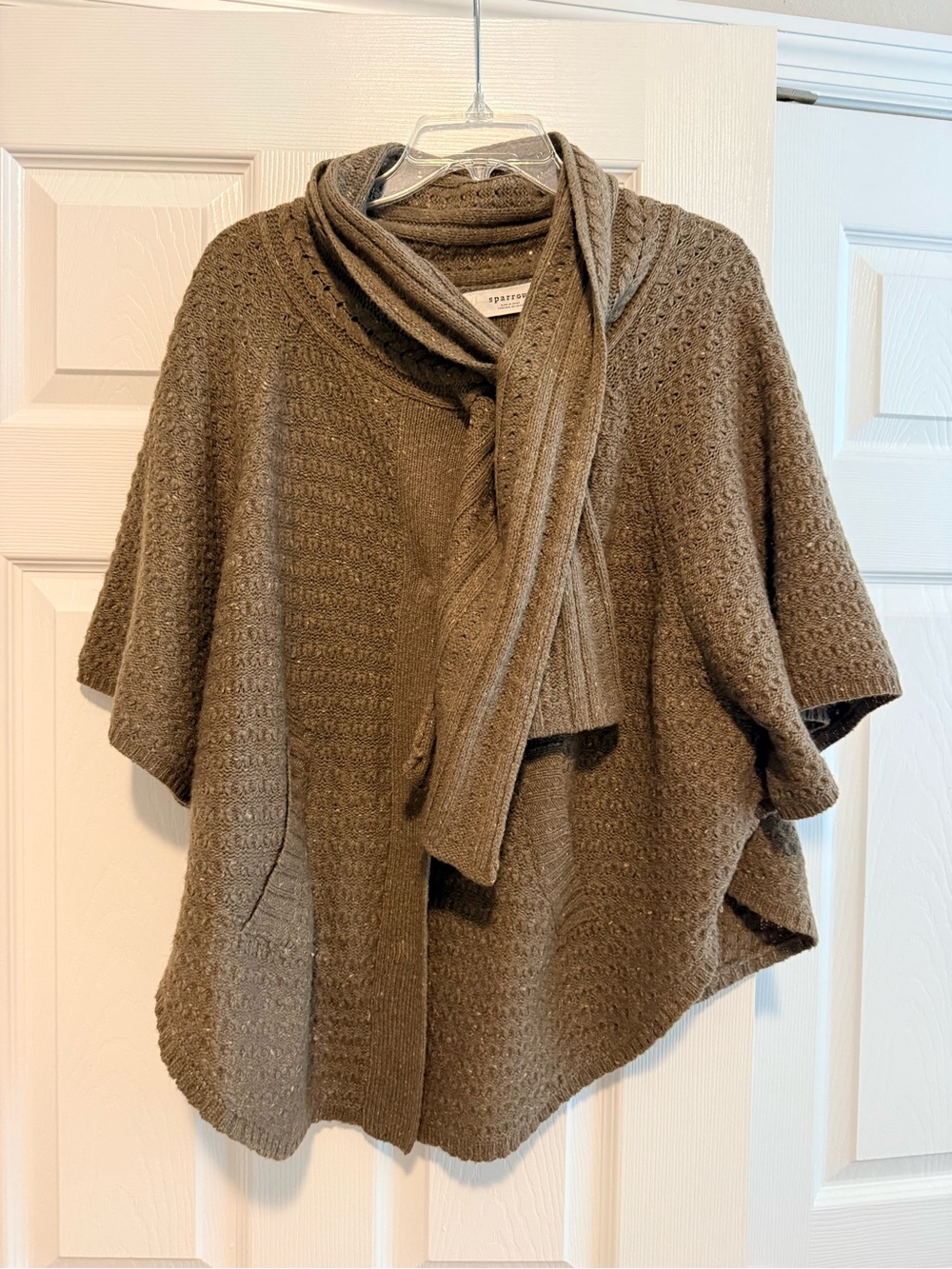 sparrow Olive-Taupe Knit Poncho